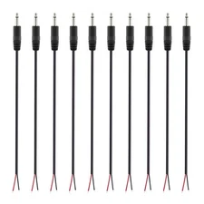 10-Pack 3.5mm 1/8" to Speaker Wire TS Mono Male Plug to Bare Wire Pigtail 3.5...