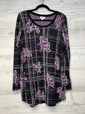 Style & Co Sweater Dress Womens Medium Floral Plaid Long Sleeve Pullover Top