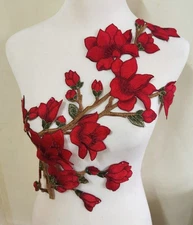 1pcs Beautiful Flower Large Water Soluble Embroideried Fabric National Trend ...