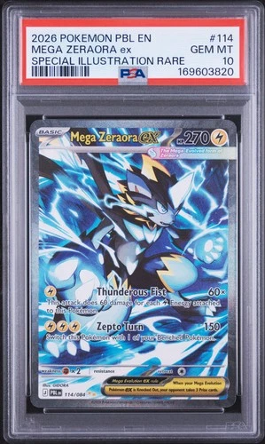 2026 POKEMON PITCH BLACK SPECIAL ILLUSTRATION RARE #114 MEGA ZERAORA EX PSA 10