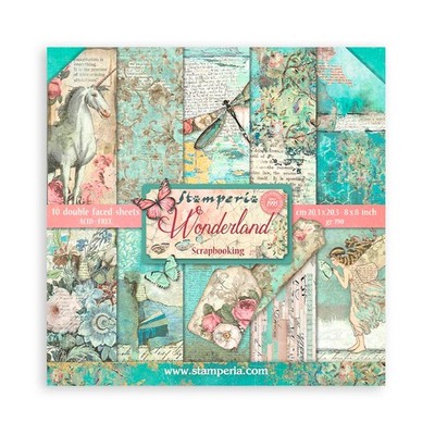 Stamperia Scrapbooking Pad Wonderland 20.3x20.3 cm 190 g/qm Bastelpapier Set