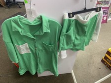Green And White Short Set Outfit