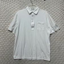 Criquet Polo Shirt Mens Sz L White Short Sleeve Pima Cotton Blend