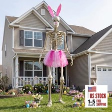 3 Pcs 12ft Skeleton Easter Outfit Set, Large Pink Costume Accessories Bunny