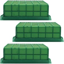3 Pcs Floral Foam Cage,Flower Cage Holder Foam,Green Rectangle Foam Cage Blo...