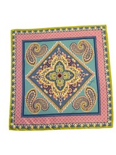 VERA BRADLEY Signed Square Paisley Floral 100 SILK Scarf 27 x 27 Spring Colors