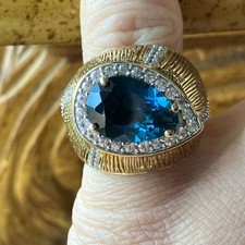 Vintage London Blue Topaz Sterling Silver Ring Size 5