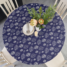 Round Vinyl Fitted Tablecloth with Flannel Backing Elastic Table Cloth Waterproo