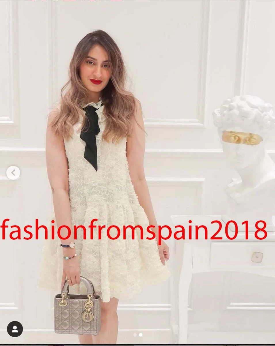 ZARA NEW WOMAN SHORT LACE DRESS WITH BOW RUFFLED HEM ECRU XS XL 8741 088