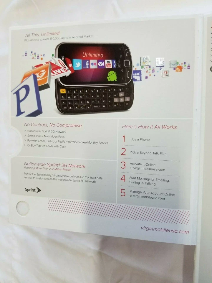 Samsung Intercept SPH-M910 Gray Virgin Mobile Prepaid Smartphone Cell Phone - Image 3 of 4