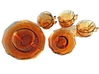 Cambridge Decagon Amber Luncheon Set Elegant Depression Signed 20 PCs. Art Deco