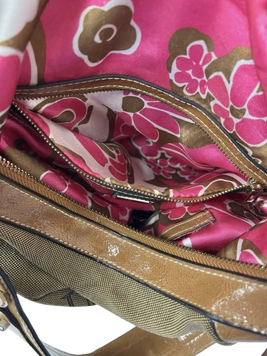 Vintage Guess Monogram Canvas Handbag Purse Shoulder Bag Khaki/Black Y2K - Picture 12 of 18