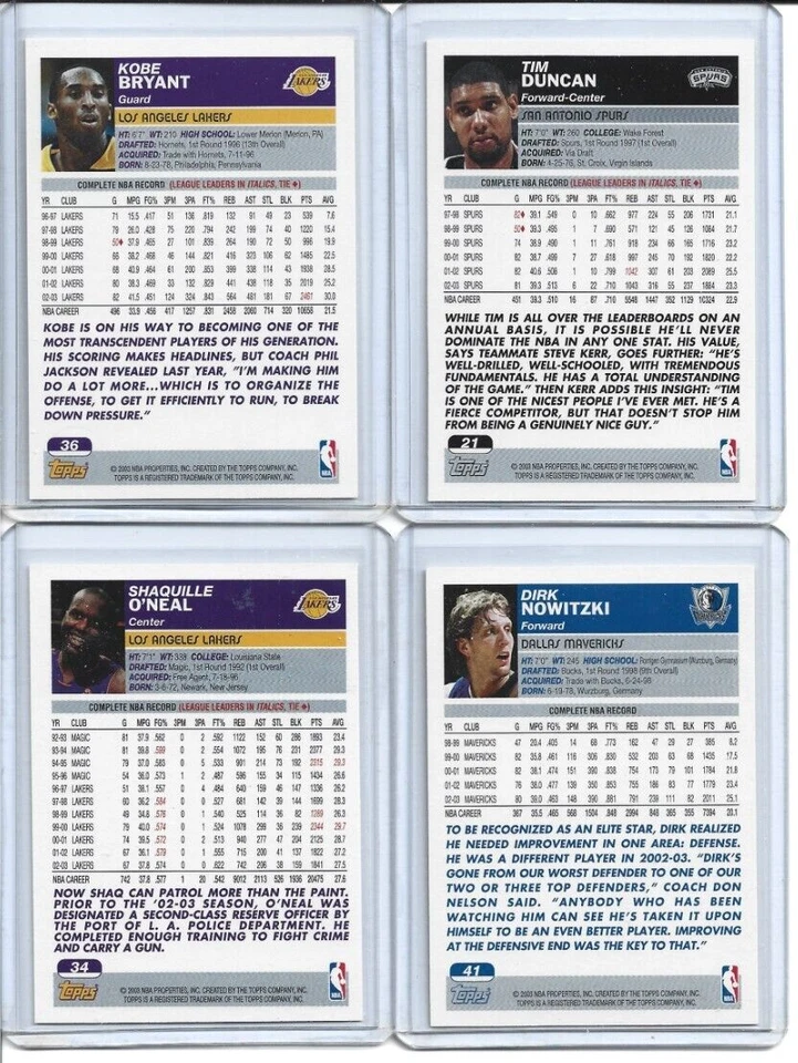 2003-04 Topps Basketball Near Complete Set 248/249-NO LeBRON ROOKIE-(Kobe/Shaq) - Image 4 of 4