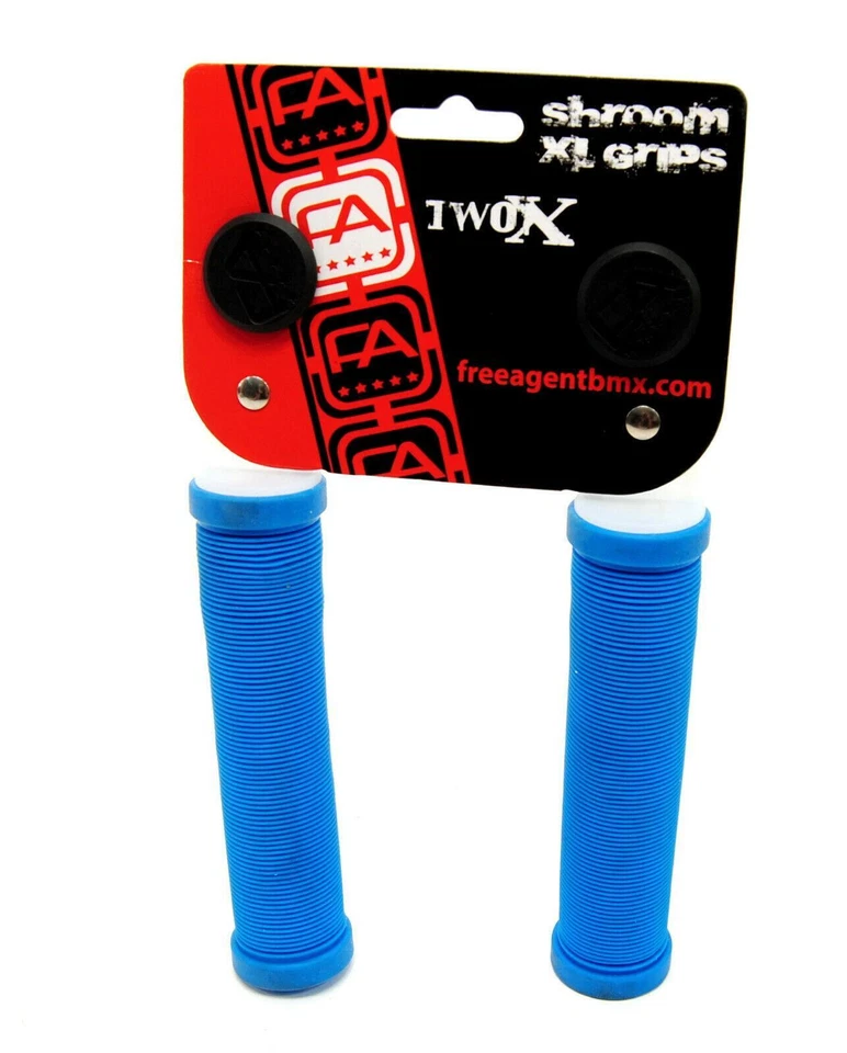 Empuñaduras de manillar de bicicleta BMX sin bridas FREE AGENT SHROOM XL azul Foto 3 de 4