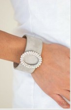 New Paparazzi Bracelet CENTER STAGE STARLET adjustable band rhinestones silver