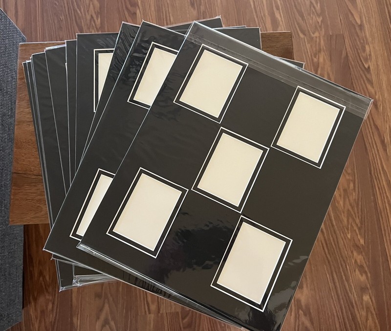 Trading Card Display Mats (10) - 5 Cards Black (White Trim) & Conservation Board