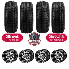 10"  Casino Machined Black Golf Cart Wheels and Tires Combo (205/65-10) Set of 4