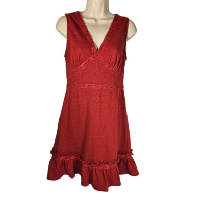 Francesca's Miami Red Lacey Look V-Neck Sleeveless Dress Women's Size Medium