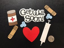 HANDMADE Die Cut 8 Piece Get Well Set / Card Embellishment