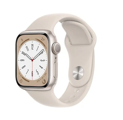 Apple Watch Serie 8 GPS 41mm Gehäuse aus Aluminium Starlight Uhrband Sport MNP63 - Bild 1 von 4
