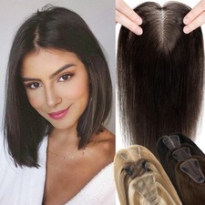 Women's 100 Remy Human Hair Topper Clip In Hairpiece Lace Base Toupee 8x10cm
