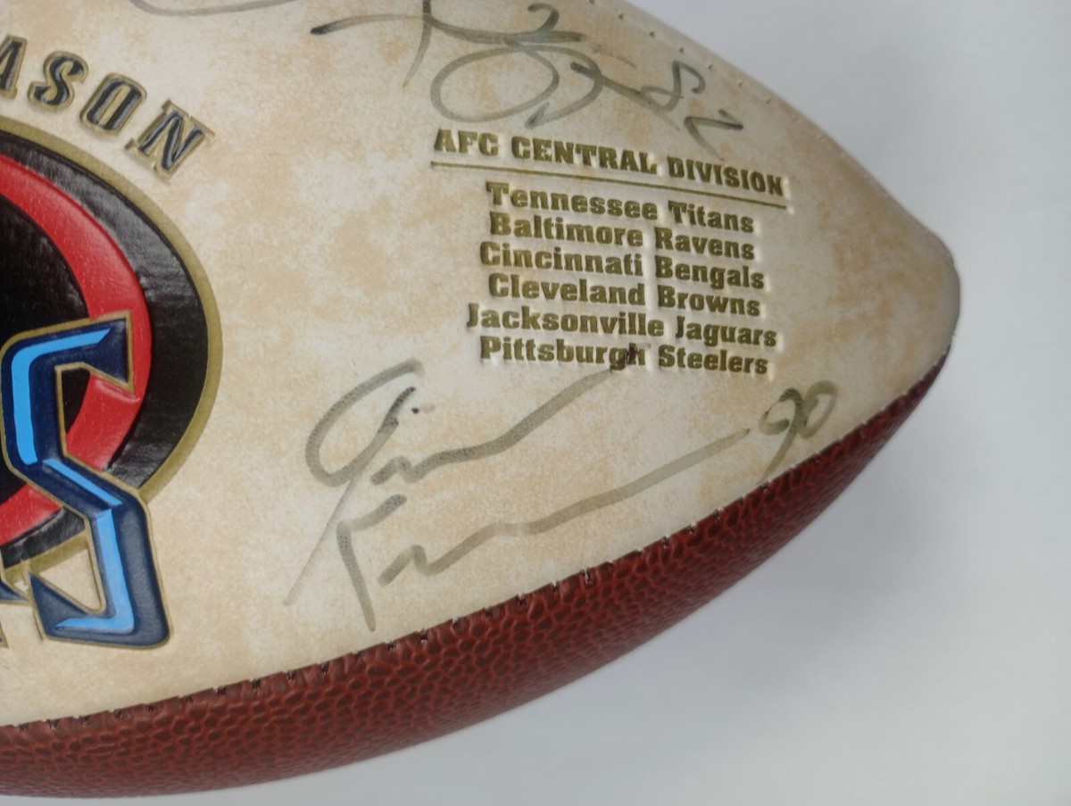 1999 Tennessee Titans AFC Autographed Football Jeff Fisher Eddie