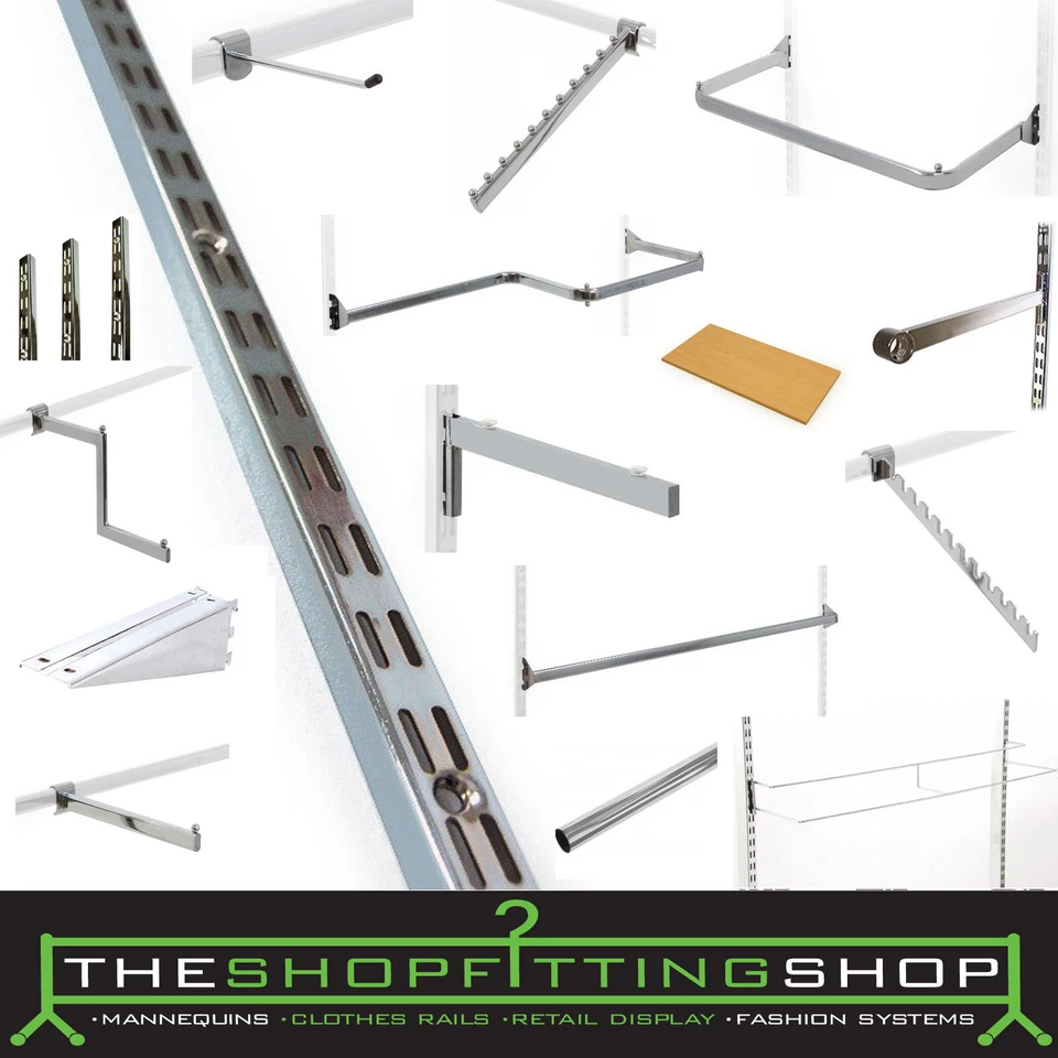 THE SHOPFITTING SHOP Garment Rail Twin Slot Upright Clothes Rack Display & Shelving Storage System