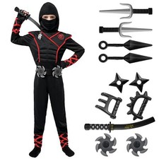 Spooktacular Creations Ninja Costume for Kids Deluxe Black Large10-12 yrs
