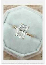 4CT Lab Created Radiant Cut Solitaire Diamond Engagement Ring 14K Yellow Gold Fn