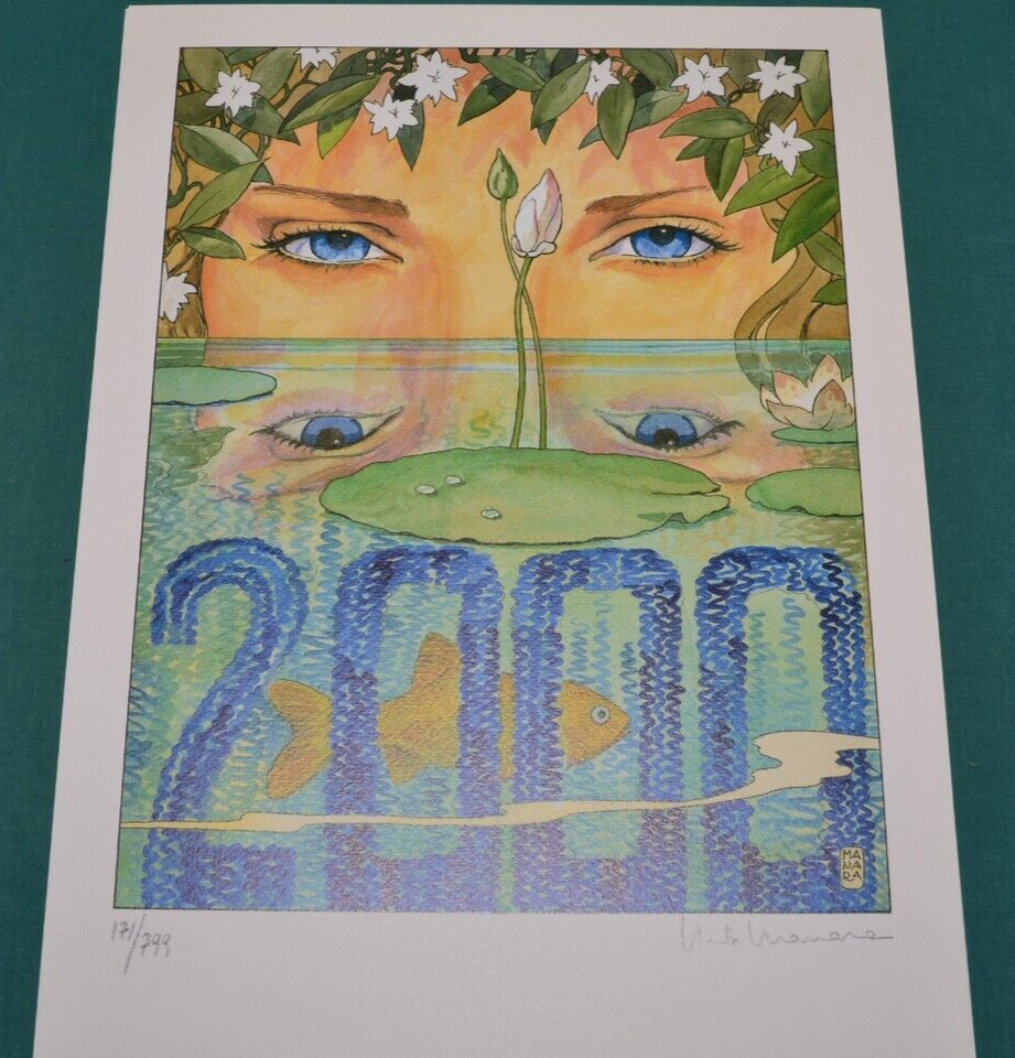 Milo Manara graphic signed numbered 30x40 cm valuable cardboard Legambiente 2000 Comic Art