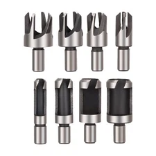 8pcs Wood Plug Cutter Drill Bit Set Straight and Tapered Taper Cutting Tool C...