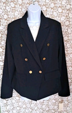 A New Day Double Breasted Blazer Size 12 Federal Blue Goldtone Buttons Lined NWT