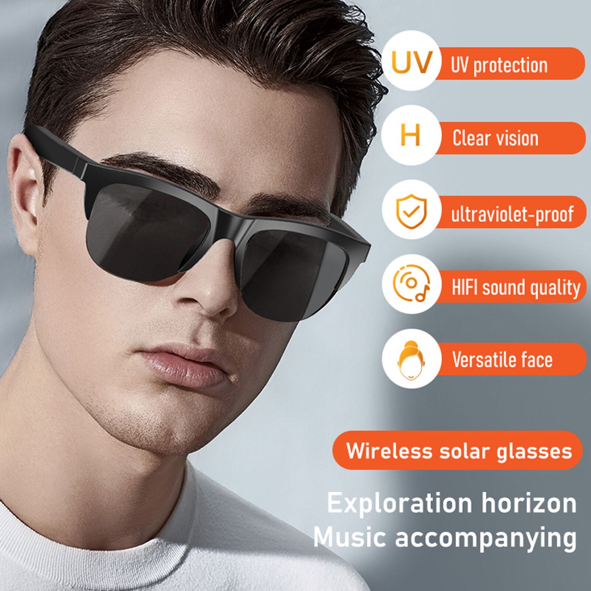 Smart Bluetooth Bone Conduction Sunglasses Glasses Earphones