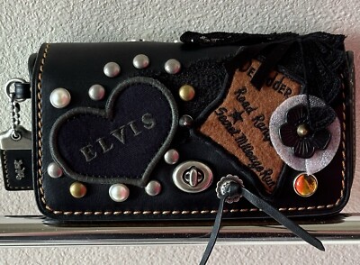 NEW COACH X ELVIS CUSTOM BLACK LEATHER EMBELLISHED DINKIER 86880