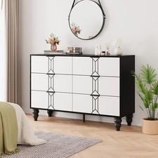 Dresser with 6 Drawers, Modern Chest Drawers Storage Dressers Cabinet Furniture