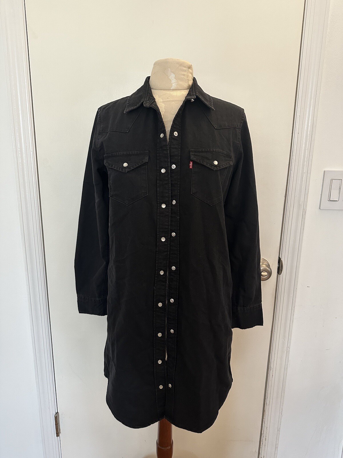 Levi's Women's Black Jean Jacket Dress with Pockets Size Extra Small