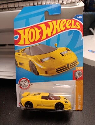 Hot Wheels 2022 Yellow '94 Bugatti EB110 SS #65, Hot Wheels Turbo 5/10