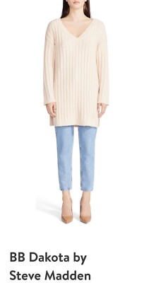 BB Dakota by Steve Madden V-Neck Rib Sweater Dress, Camel