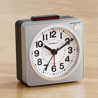 Clock, Silent Non-Ticking with Snooze and Light, Retro Bedside Table Clock