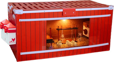 Rentacoop Big Red Barn Chick Brooder Set with Heating Plate and Anti-Roost Cone,
