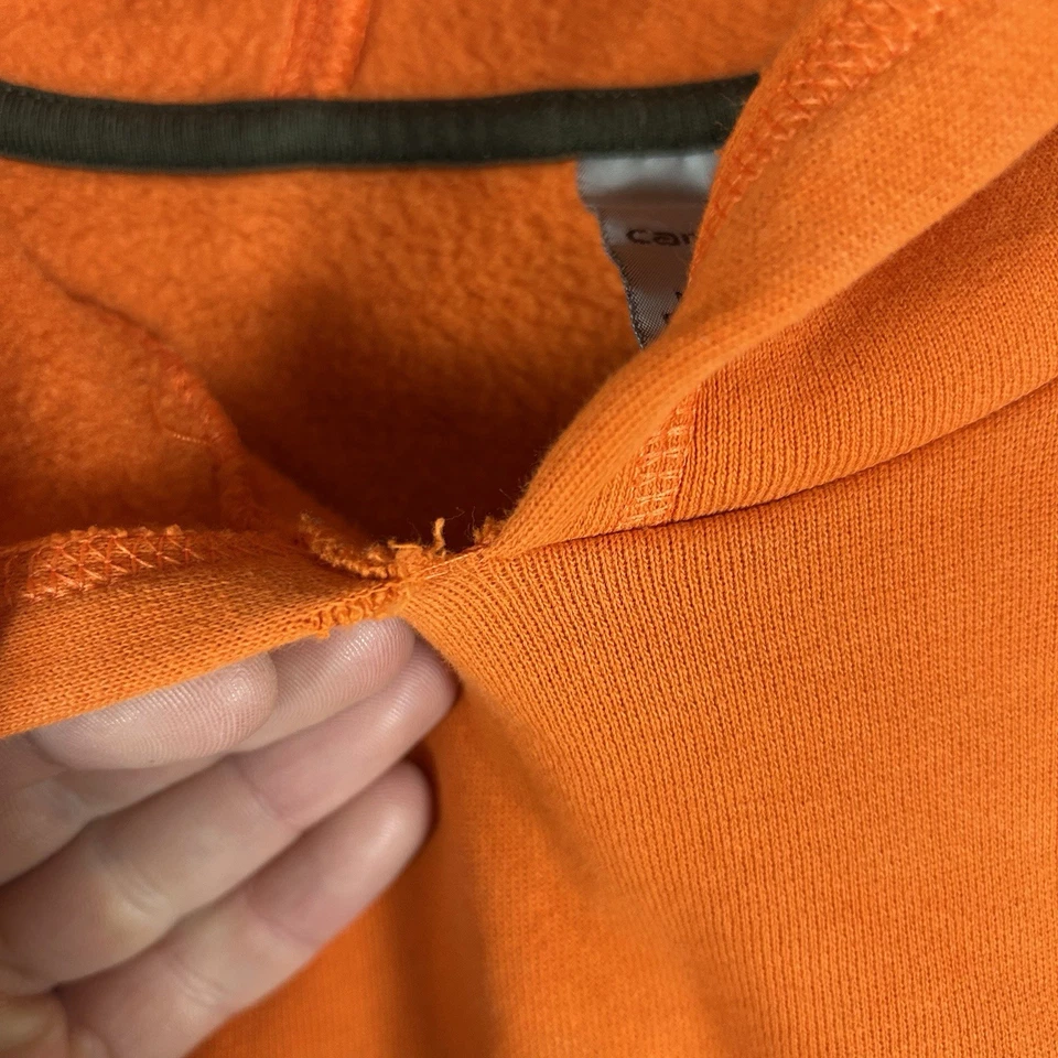 Moletom com capuz Carhartt meninos jovens pequeno 8/10 laranja casual manga longa lã FALHA - Imagem 4 de 4