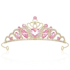 Crown and Tiara for Women, Princess Tiara Heart Crown Happy One Size Pink