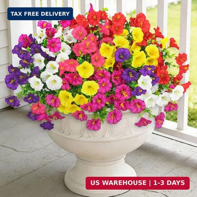 24 Bundles Artificial Morning Glory Flowers for Outdoors, Mixed | Realistic silk