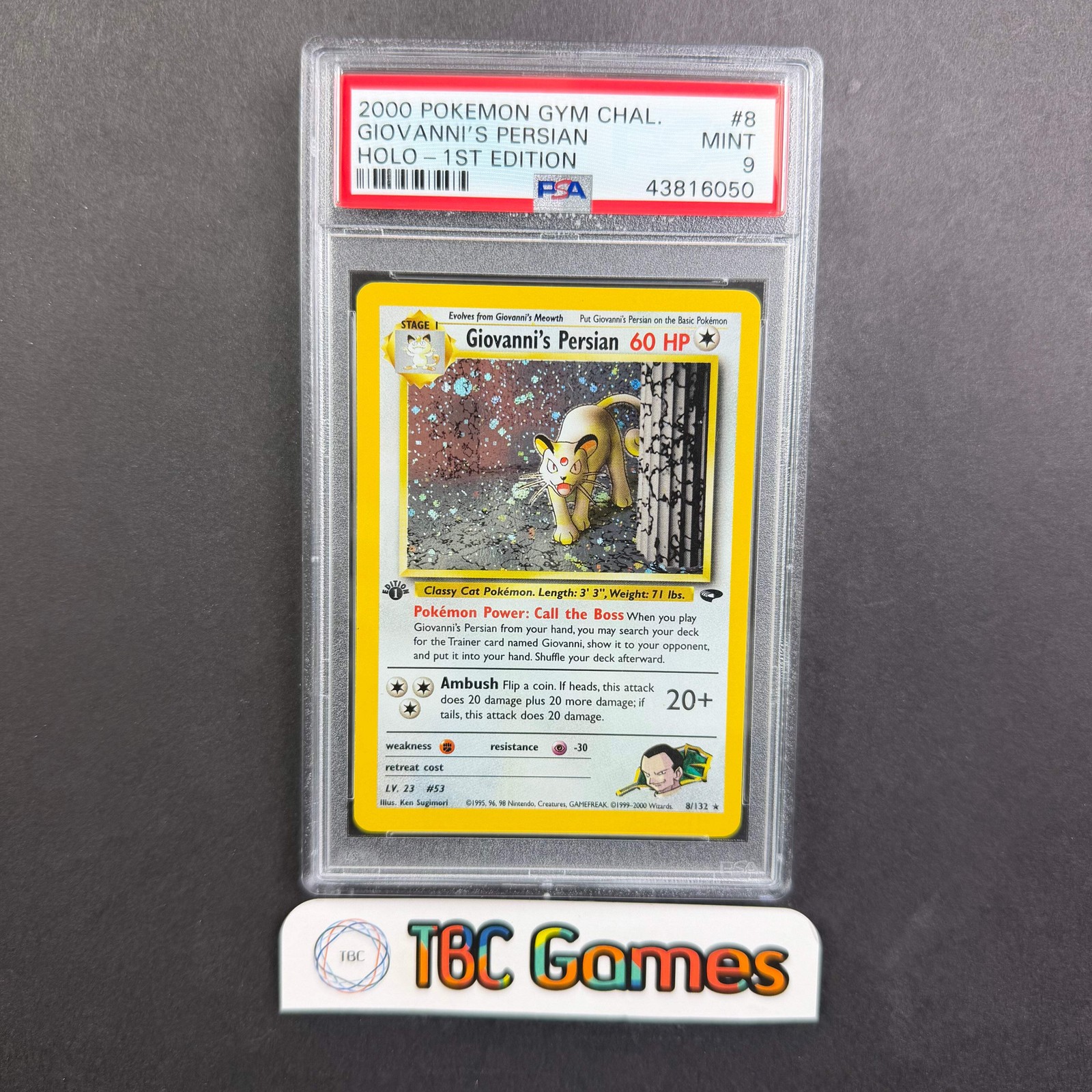 Giovanni's Persian Gym Challenge 1st Edition Holo #8 PSA 9