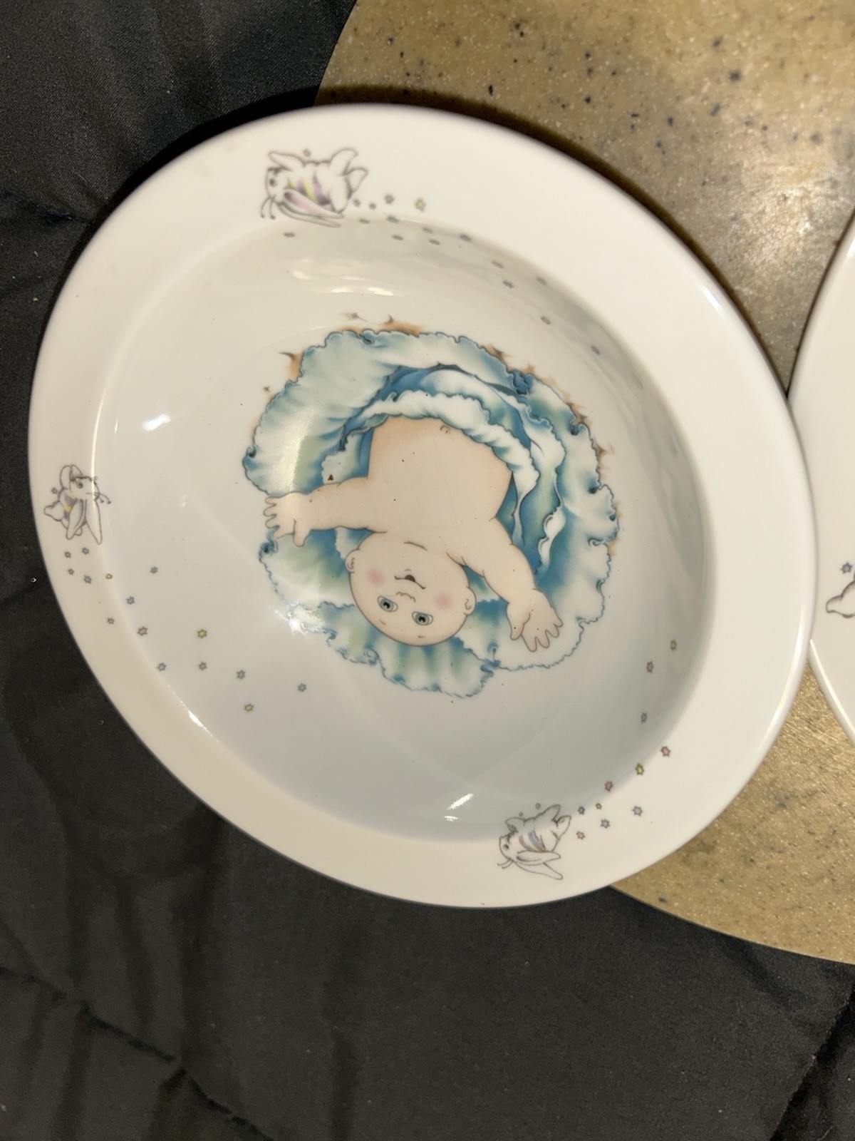 Vtg 2/pc  Cabbage Patch Kids Plate and Bowl 1984 Royal Worcester Made in England