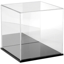 Plymor Acrylic Display Case with Black Base Mirror Back , 10" x 10" x 10"