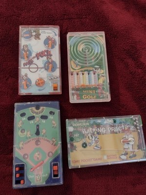 3 VTG TOMY HAND HELD GAMES HOCKEY BASEBALL BATTING PRACTICE AND MINI GOLF??