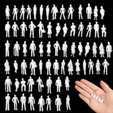 50PCS 1:100 Scale White Unpainted Mini People Figures, Miniature People Model...