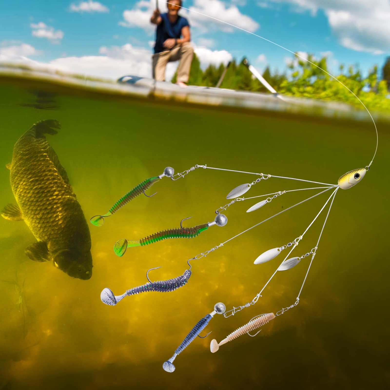 5 Arms Alabama Umbrella Rig Fishing Bass Kit Fishing Lures Rigs for Lures wit... - Image 7