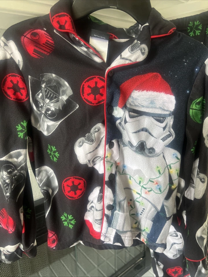 Star Wars Pajamas Boys Christmas PJs Darth Vader Storm Trooper Fleece Size 10Y - Image 3 of 4